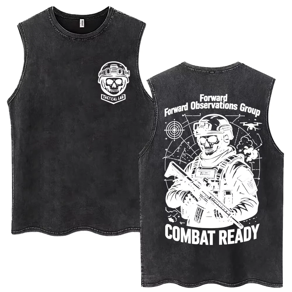 2026Men Vintage Outdoor Explorer Radar Drone Graphic Tank Top Washed Black Sleeveless Tee Retro Adventure Streetwear Cotton Vest