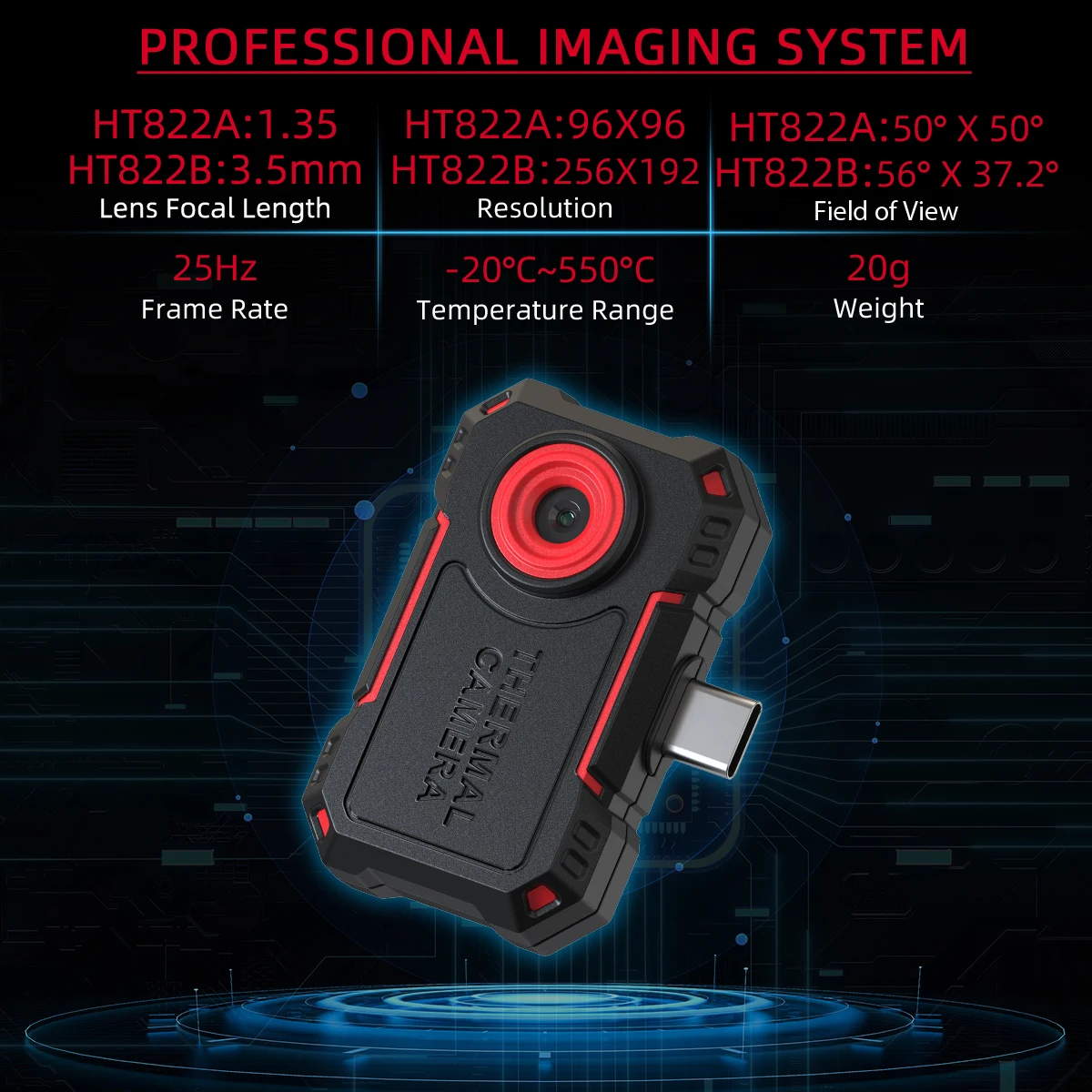 HABOTEST HT822A(96*96) HT822B(256*192) Android Type-C & IOS Thermal Imager 25Hz Mobile Thermal Imaging Camera