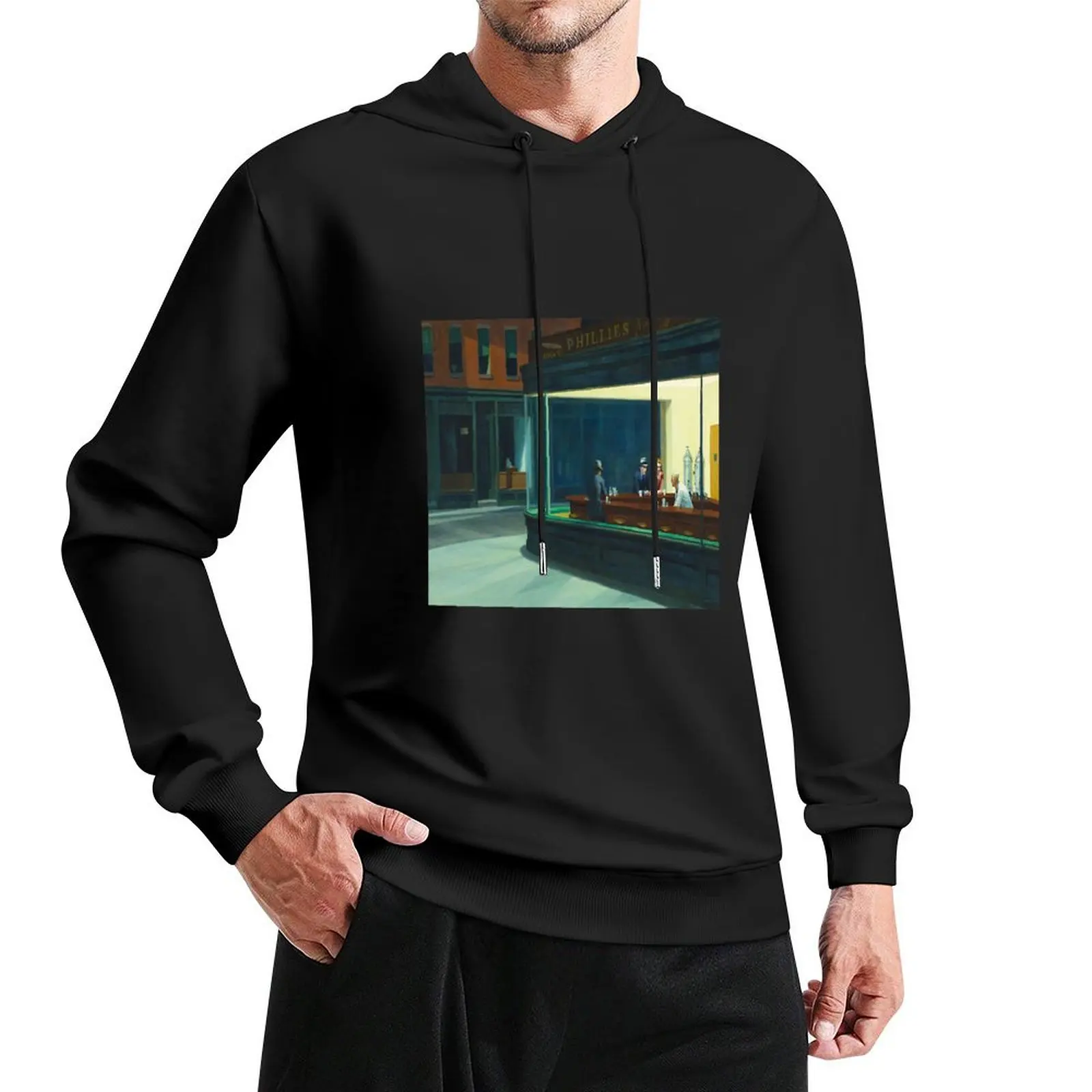 

Edward Hopper - NightHawks, Art reproduction Pullover Hoodie mens clothes men's hoodie sweatshirt