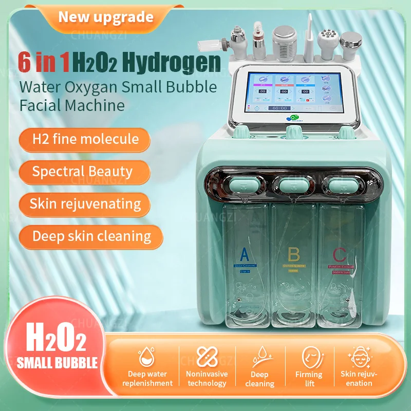 

New 6-in-1 Hydrogen Oxygen Small Bubble RF Beauty Machine for Facial Enhancement Firming Shrinking and Deep Cleaning of Pores