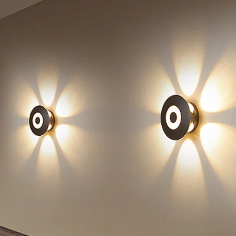 Minimalist Black Round Plastic LED Wall Light Warm Light Non-Waterproof Indoor Wall Sconce for Bedroom Living Room Hallway Home