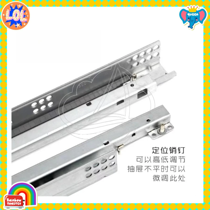 

2-Fold Soft Close Hidden Drawer Slide, Double Extension Slide with Handle