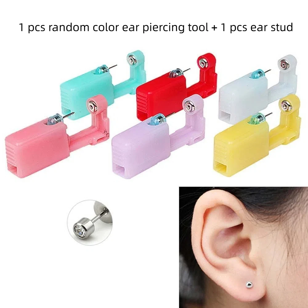 Avec clous d'oreilles stérile Tragus oreille Cartilage nez Helix Piercing boucle d'oreille Piercer Machine acier jetable nez oreille Piercing outil