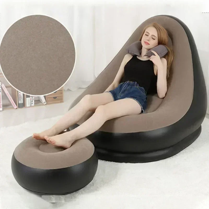 Inflatable Portable Sofa Folding Lazy Bean Bag Sofas Chair Pouf Puff Couch Tatami Living Room Footstool Inflatable Bed Set