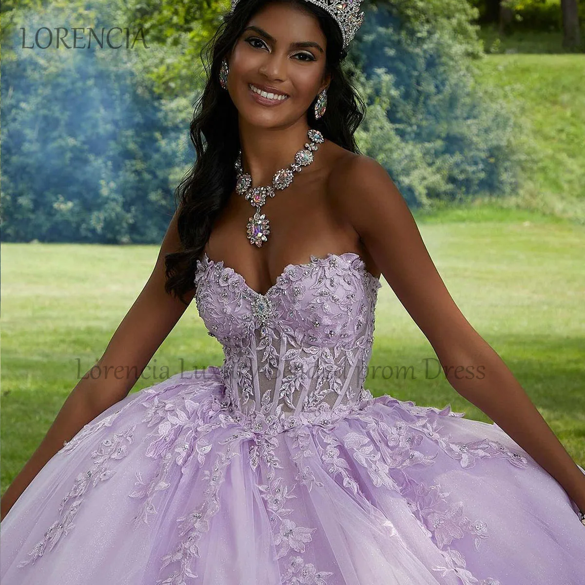 فستان Quinceanera مع زخارف ، دانتيل بدون حمالة ، ثوب كرة مزين بالخرز ، مشد بدون أكمام ، حلو 16 ، رائع ، عرض ، 16 سنة