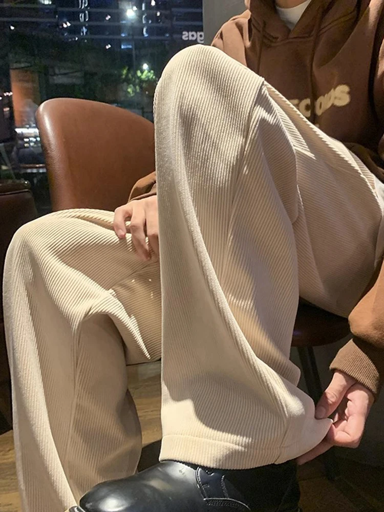 

Corduroy Straight Leg Pants Men's Spring Autumn Faion Brand Haome Loose Wide Leg Trousers Youthful Vitali Sle