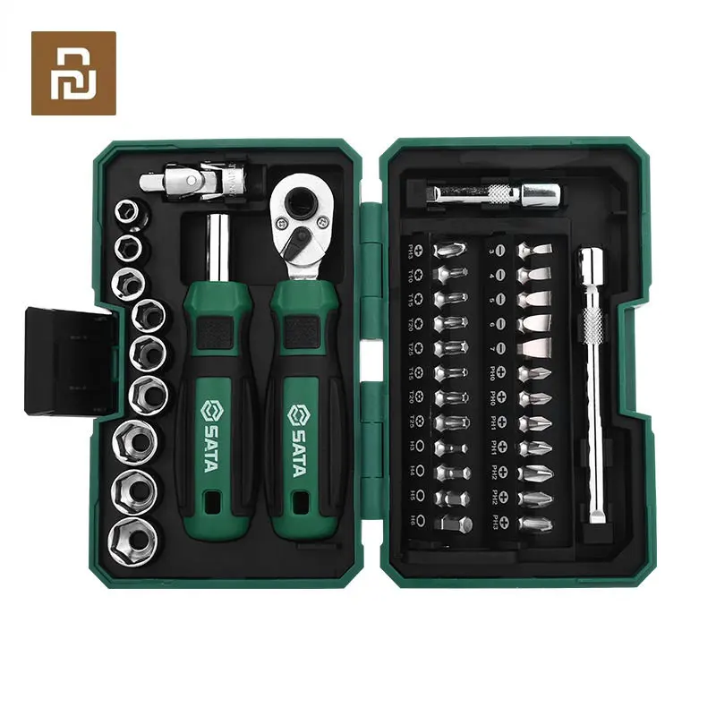 Xiaomi Sata Car Repair Socket Wrench Set 6.3mm Full Set Tool Universal Key Spanner Ratchet Socket Spanner batch Head Accessories