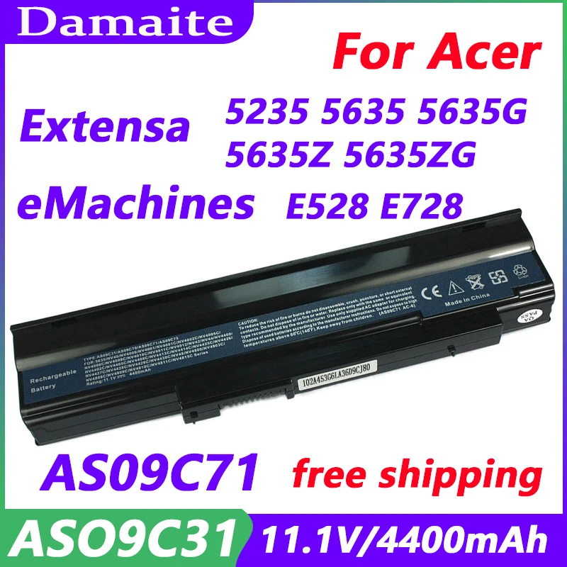 

Laptop Battery for Acer Extensa AS09C31 AS09C71 E528 E728 NV42 NV44 NV48 Series 5235 5635 5635G 5635Z 5635ZG EMachines