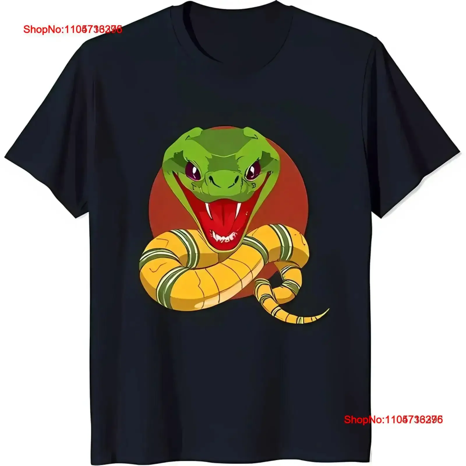 Black T Shirt with Colorful Snake Green Head Yellow Body Red Circle vintage Washed Stylish Stretched Casual Slightly vintage