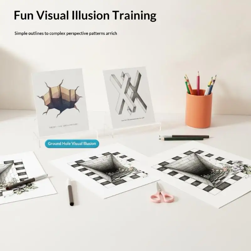 Quaderno Di Disegno 3D Per Bambini, Libro Interattivo Educativo Per Tracciare E Copiare, Materiale Didattico Per Asili E Scuole Materne-image