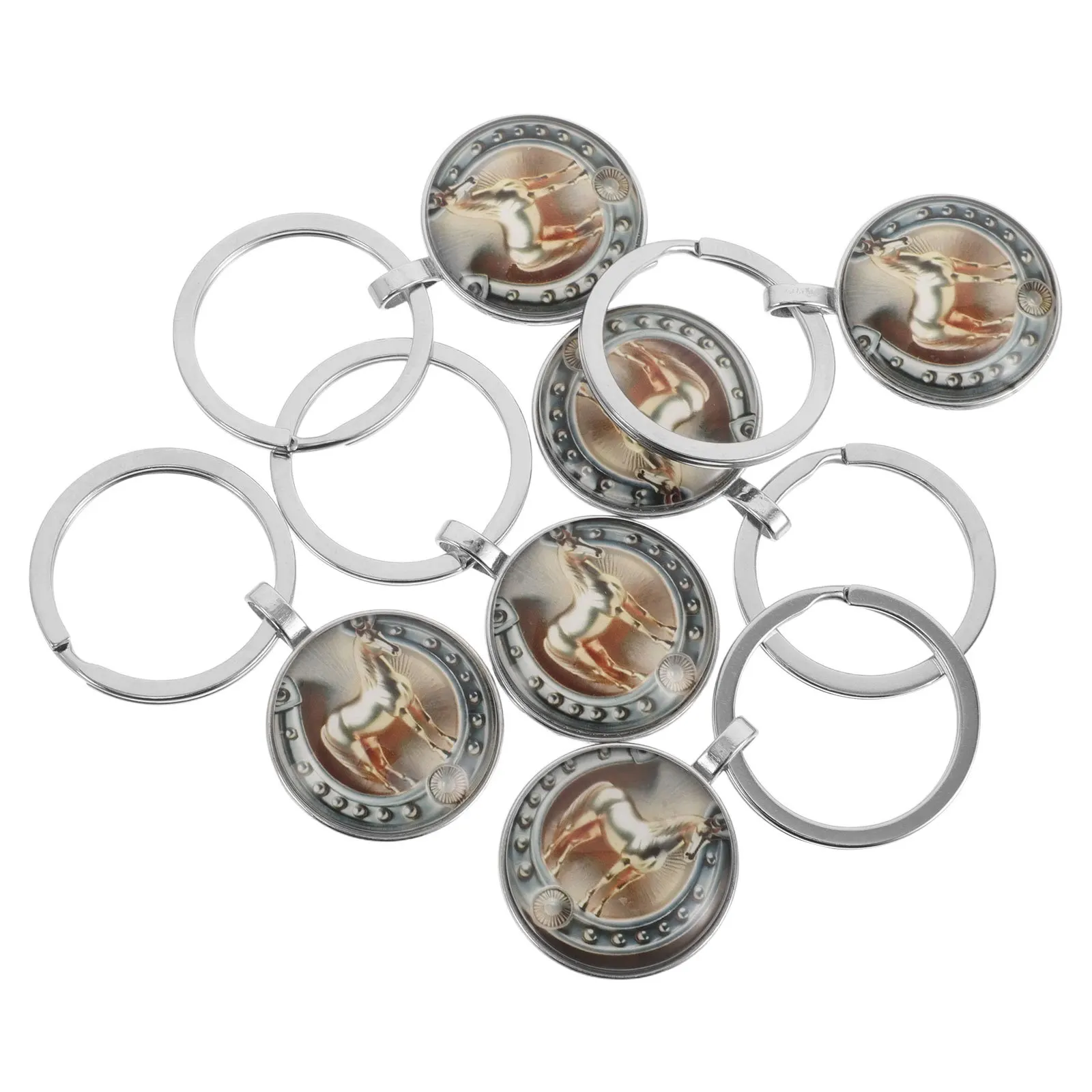 

15pcs Horse Keychain Metal Horseshoe Charm Purse Bag Backpack Pendant Vintage Decorative Key Ring Party Favor Cowboy Western