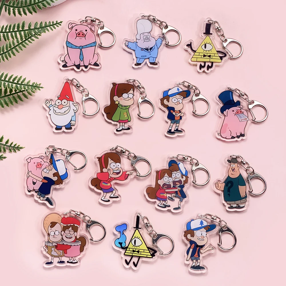 1/14Pcs Disney Gravity Falls Acrylic Car Keychain Cute Backp