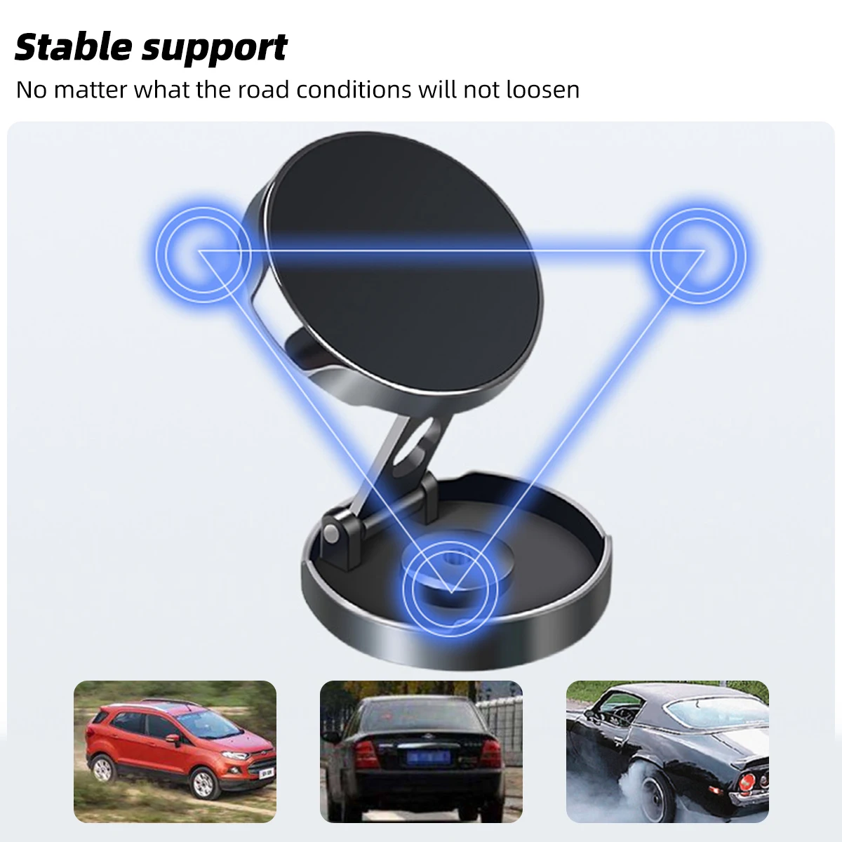 Folding Magnet Cell Phone Stand Metal Magnetic Car Mobile Phone Holder in Car GPS Support For iPhone Xiaomi 720° Rotatable Mount