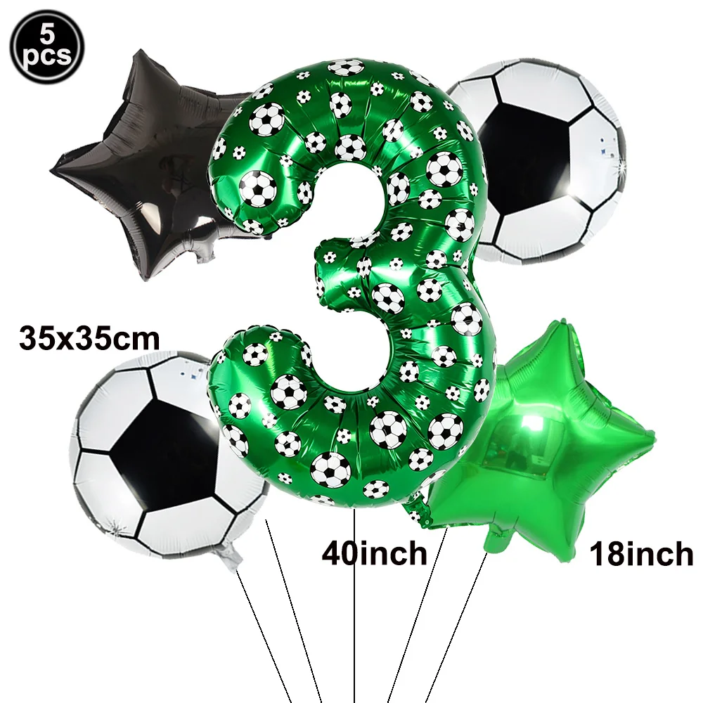 Fußball-Thema Geburtstagsdeko Ballonset Fußball-Trophäe Folienballon Grüner Fußball-Druck Nummer 0123456789 Ballon Jungen-Geschenk ﻿ – Detail 4