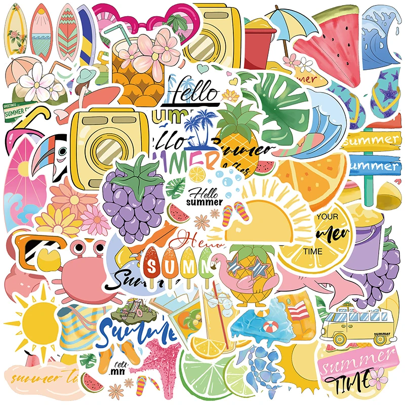 50PCS Hawaiian Beach VSCO Graffiti Stickers DIY Decoration Guitar Notebook Suitcase Skateboard Summer Beach Decals Kid Toys Gift