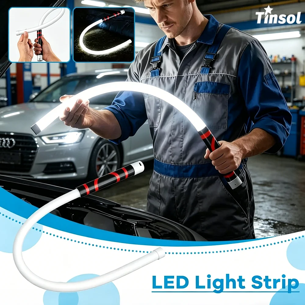 Lampe mécanique flexible TINSOL avec rotation à 360° °   LED flexible haute luminosité, utilisée pour la réparation automobile et l'entretien en atelier