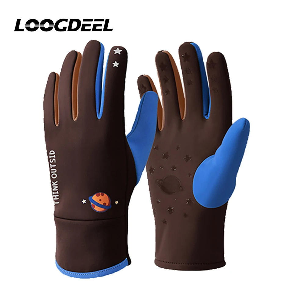 

LOOGDEEL 1 пара зимних теплых детских перчаток для бега, теплые перчатки для холодной погоды, пеших прогулок, велосипедных перчаток для детей 7-13 лет