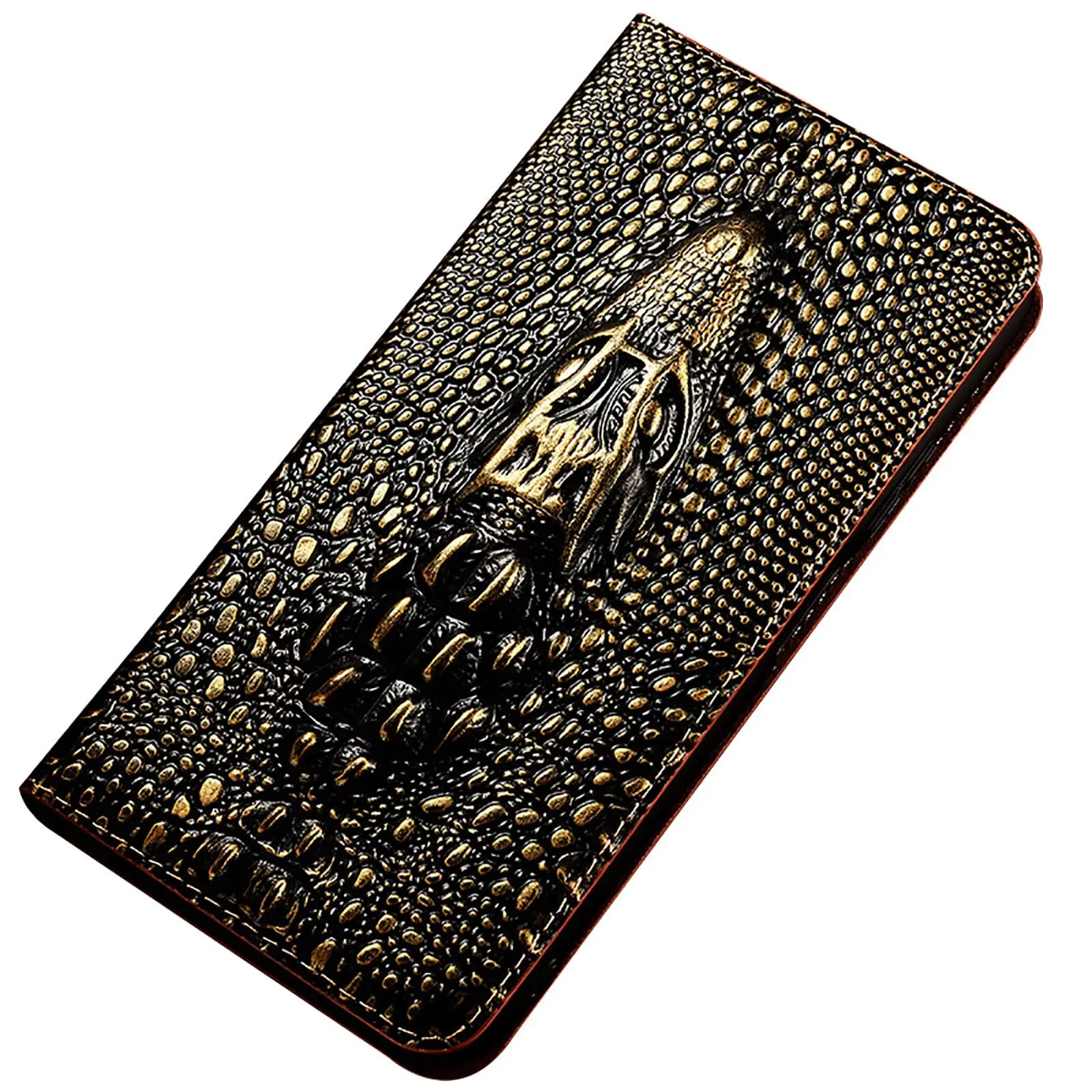 Wallet Case for iPhone 18 Pro Max/18 Pro 3D Crocodile Head Leather Card Slots Kickstand Retro Business Book Style Cover