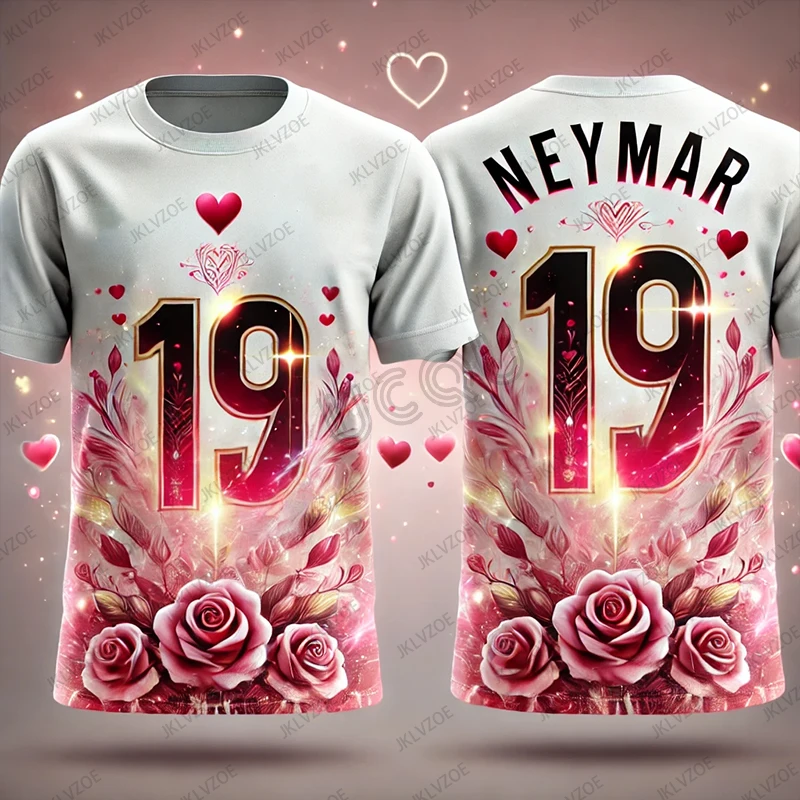 Valentine's Day CHATGPT Designed Special Edition Short Sleeve Neymar 19 Soccer Jersey Training Uniform Women T shirt Couple Tops