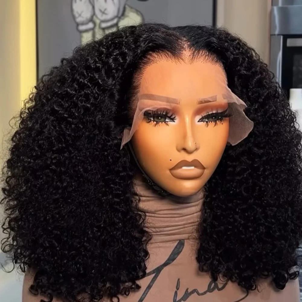 Кудрявые вьющиеся бесклеевые парики плотности 400 13 × 6 HD Прозрачные кружевные фронтальные парики 100% человеческие волосы Бразильский парик из натуральных волос Remy