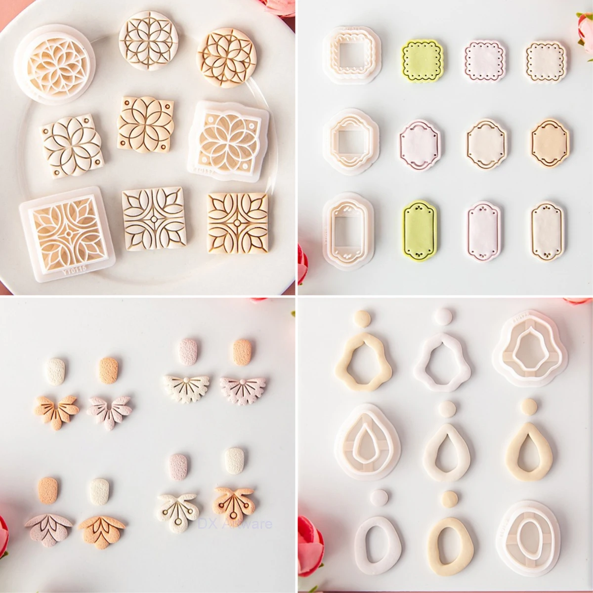 ボヘミアンスタイルのポリマークレイカッター,イヤリングを作るジュエリーのための葉の扇子,幾何学的形状,