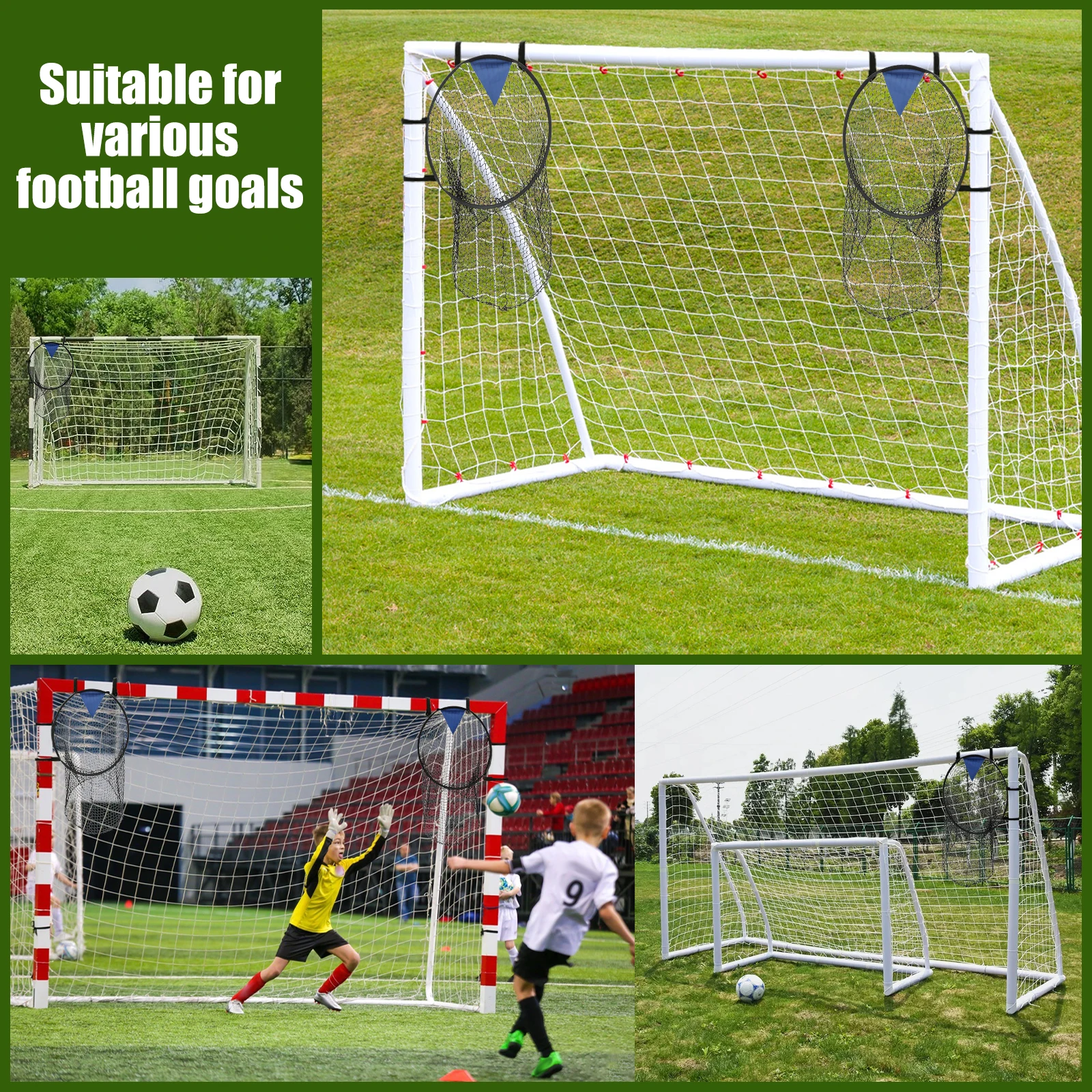 1/2 ชิ้นฟุตบอลการฝึกอบรมเป้าหมายสุทธิพับฟุตบอลเป้าหมายเป้าหมาย Nets แบบพกพาฟุตบอลเป้าหมายสุทธิสําหรับฟุตบอลการฝึกซ้อม