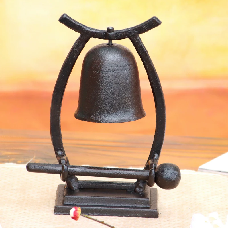 Cast iron vintage table bell, retro nostalgic iron bell, bar tea shop cafe restaurant call bell, hand-hammered table bell