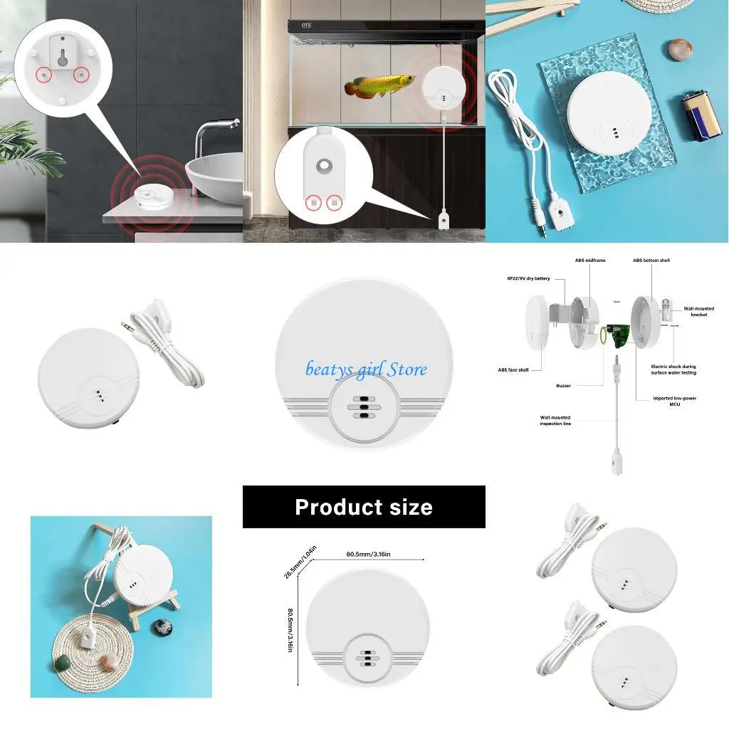 كاشف تسرب المياه C7AB 135dB أجهزة استشعار التسرب إنذار كاشف الفيضانات أجهزة الاستشعار الفائضة
