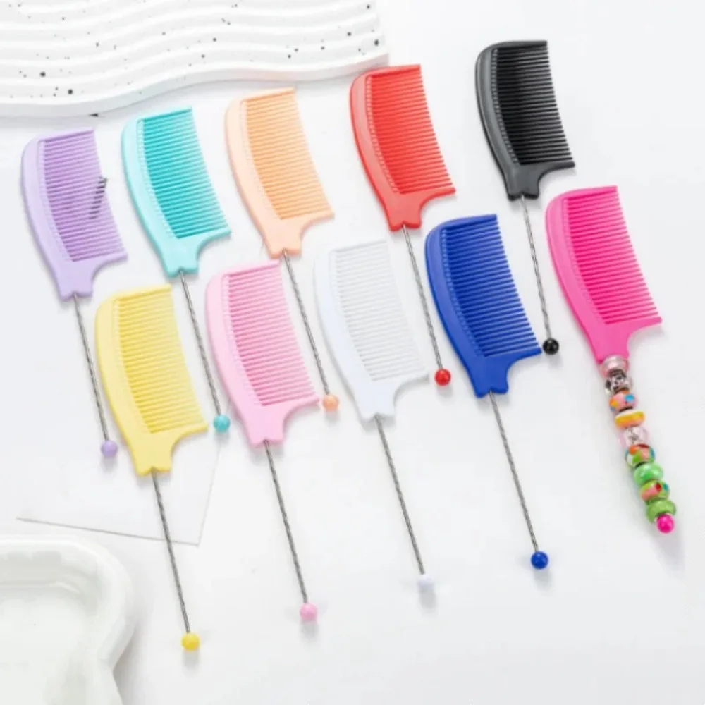 1/3/5/10pcs Plastic Beaded Hair Comb Anti-Static Rat Tail Combs Creative DIY Multi-color Beads Comb Hair Styling Accessories