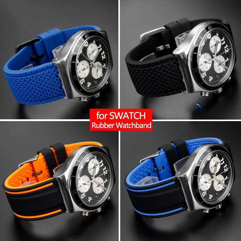 19mm 20mm 21mm Rubber Watchband for SWATCH Series YVS454 YVS451 YVS420/435 Silicone Wristband Accessories Men\'s Watch Strap