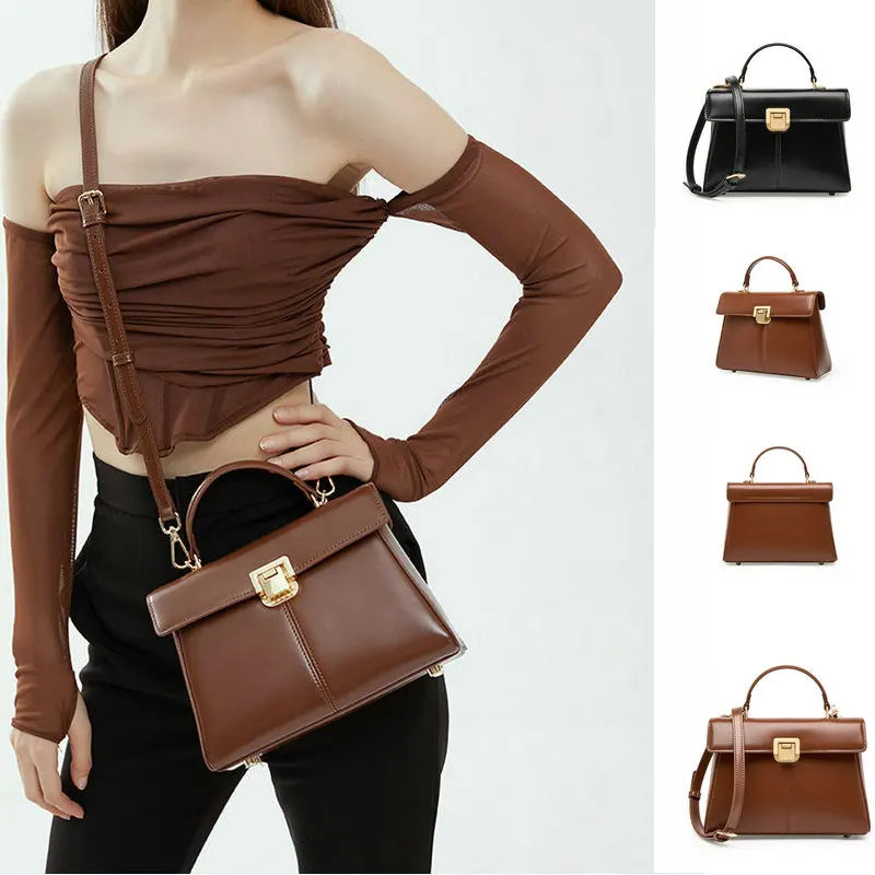 

Genuine Leather Women Handbag Luxury Designer Fashion 2025 New Burgundy Handbag Large Square Crossbody Bag High-end Women's Bag