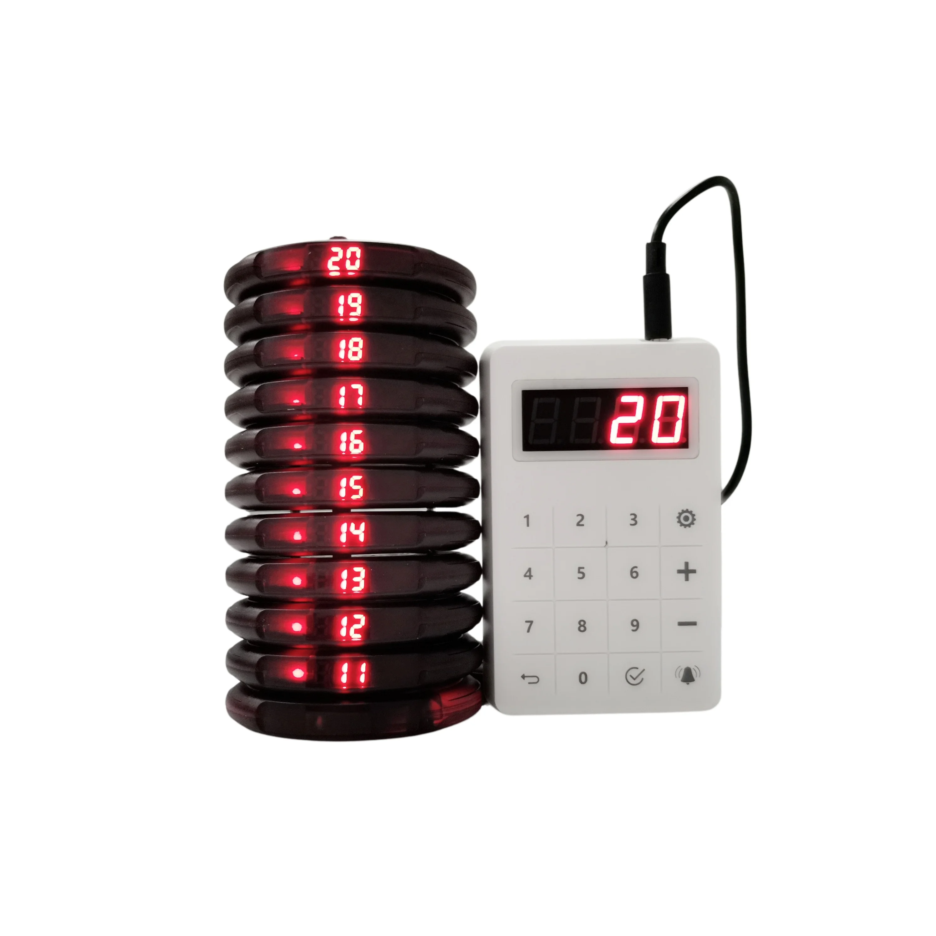 JT-9303DC Hot Restaurant Buzzer 10 Pagers Wireless Guest Queue System Calling Restaurant Pager System for Restaurant