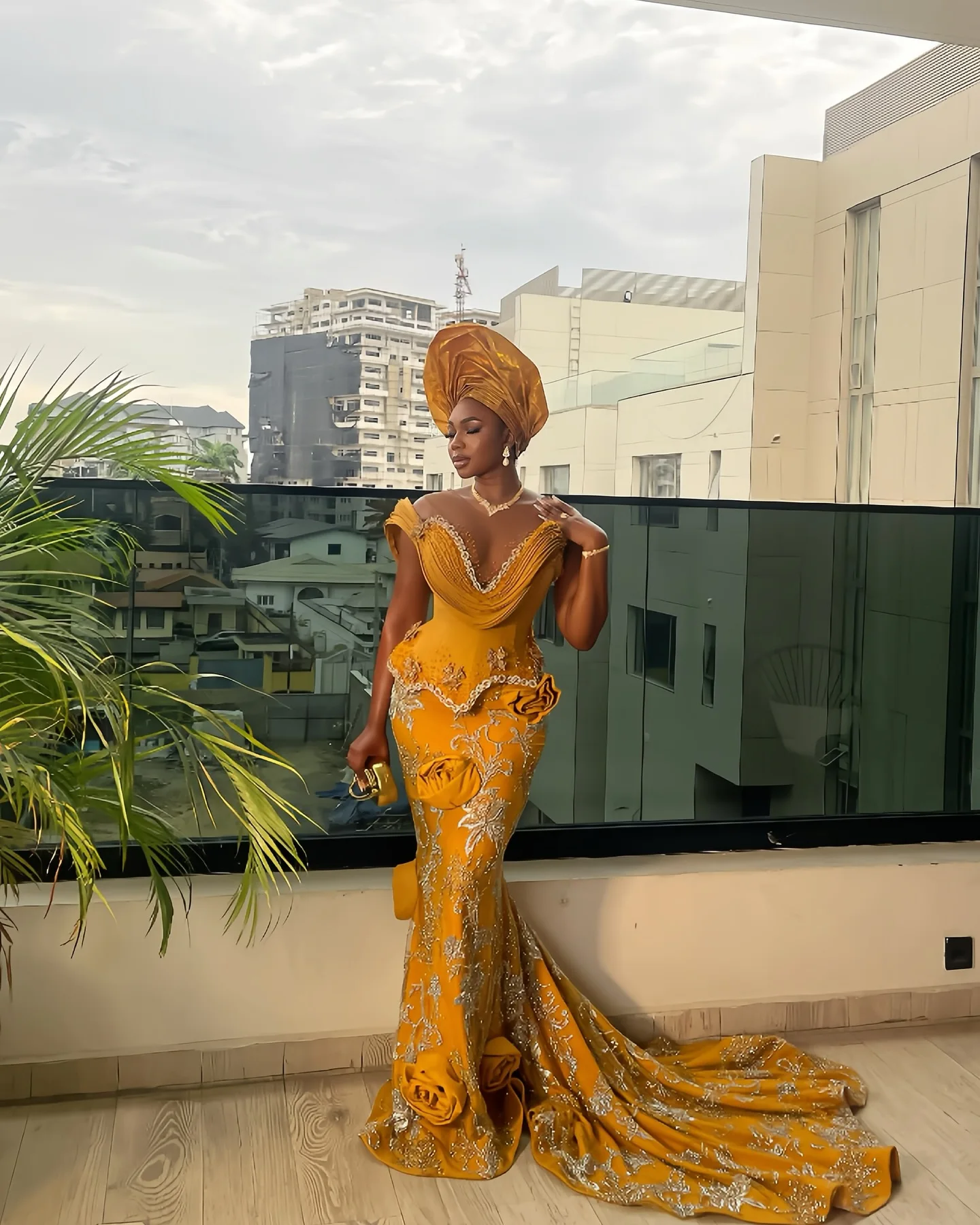 النيجيري الذهب فساتين السهرة الفاخرة بريق مطرز الدانتيل فستان الزفاف الأفريقي فستان الزفاف الاستقبال 3D زهرة فساتين عيد ميلاد