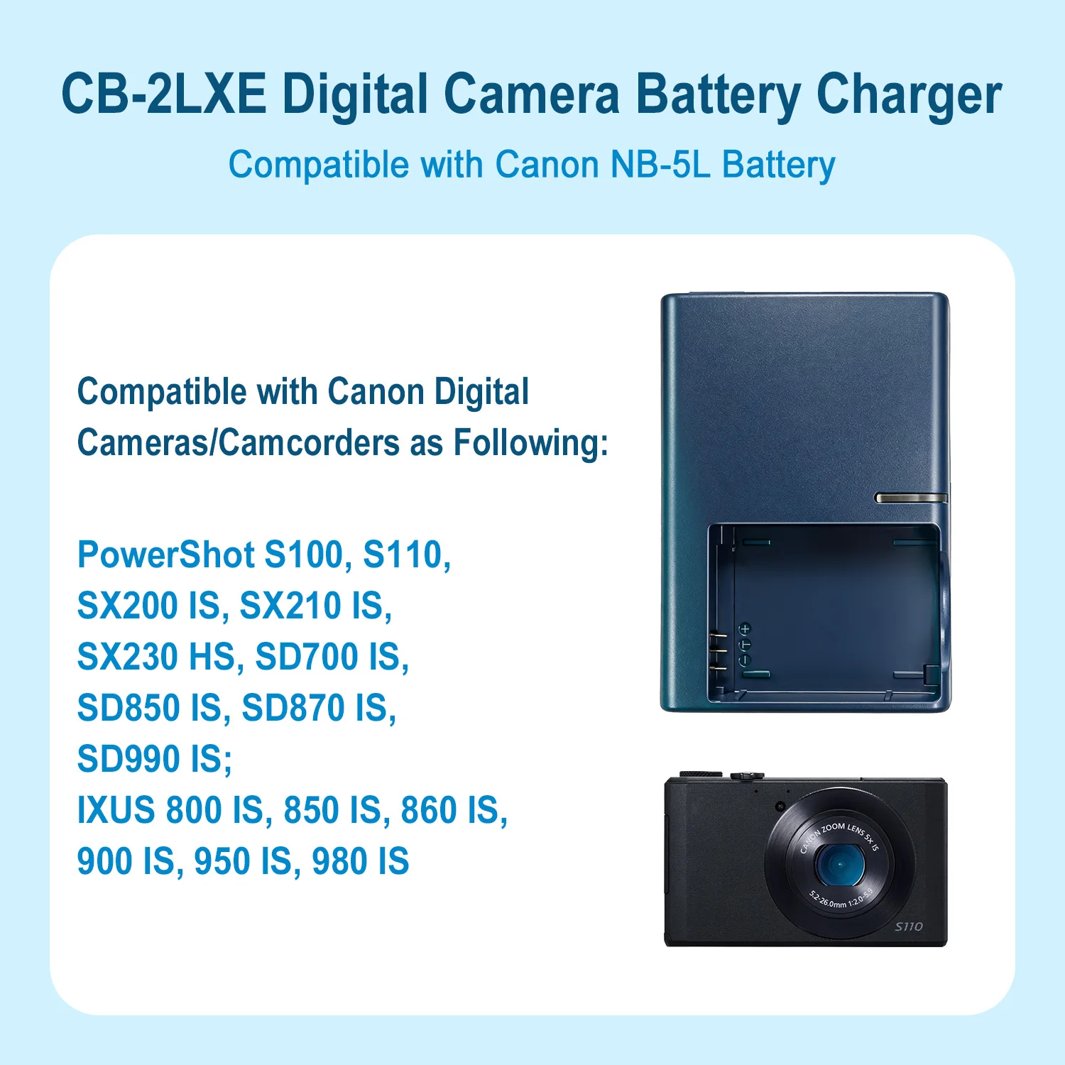 Für Canon NB-5L NB5L Akku-Ladegerät CB-2LXE für S100, S100V, S110, SX200 IS, SX210 IS, SX220 HS, SX230 HS, SD700, SD790, SD800 Kamera – Detail 4