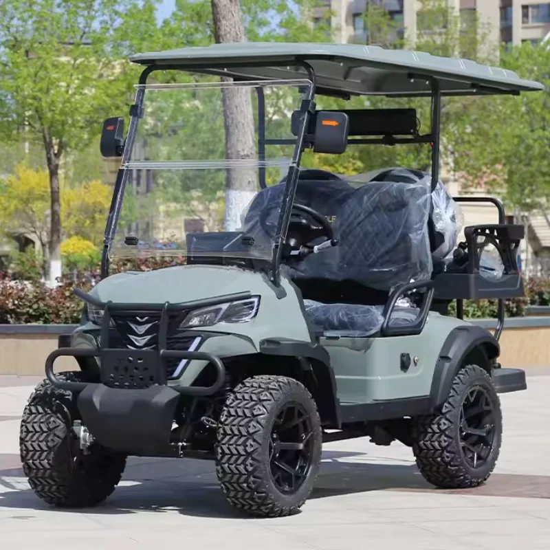 Carros de golf eléctricos de 4 plazas con logotipo y marca personalizada de pelo liso de fábrica levantados con cochecito de golf eléctrico aprobado por CE