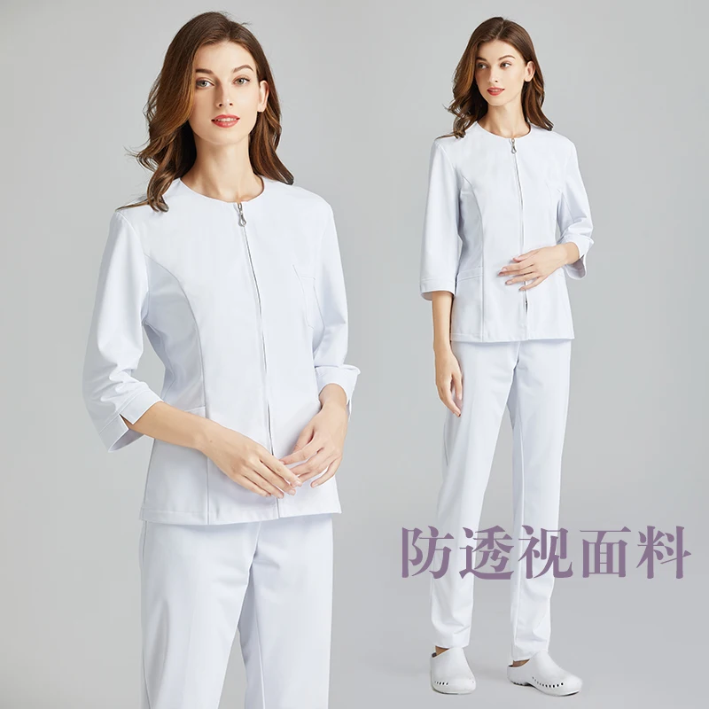 

Nurse suit separate suit skin management medical beauty plastic nurse white purple pantsuit worker suit massage suit beauty suit