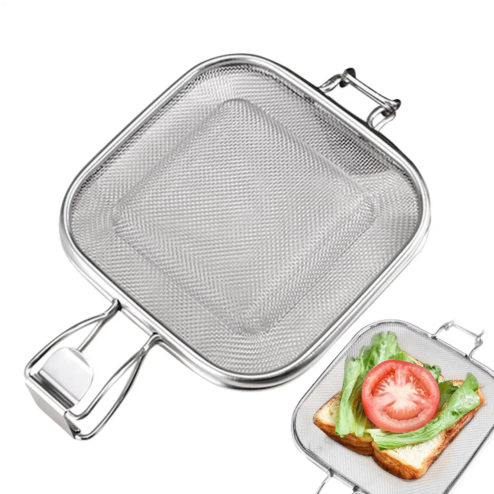 Stainless Steel Sandwich Toaster Grill Pan Sandwich Clip Bread Heating Oven Accessories Baking Tool Cooking Grid Press Tool
