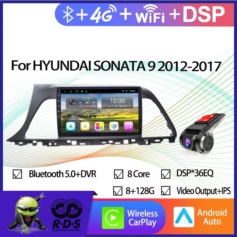 4G+64G Android 11 Car GPS Navigation For HYUNDAI SONATA 9 2012-2017 Car Multimedia Player With Wifi 4G AHD DSP Carplay