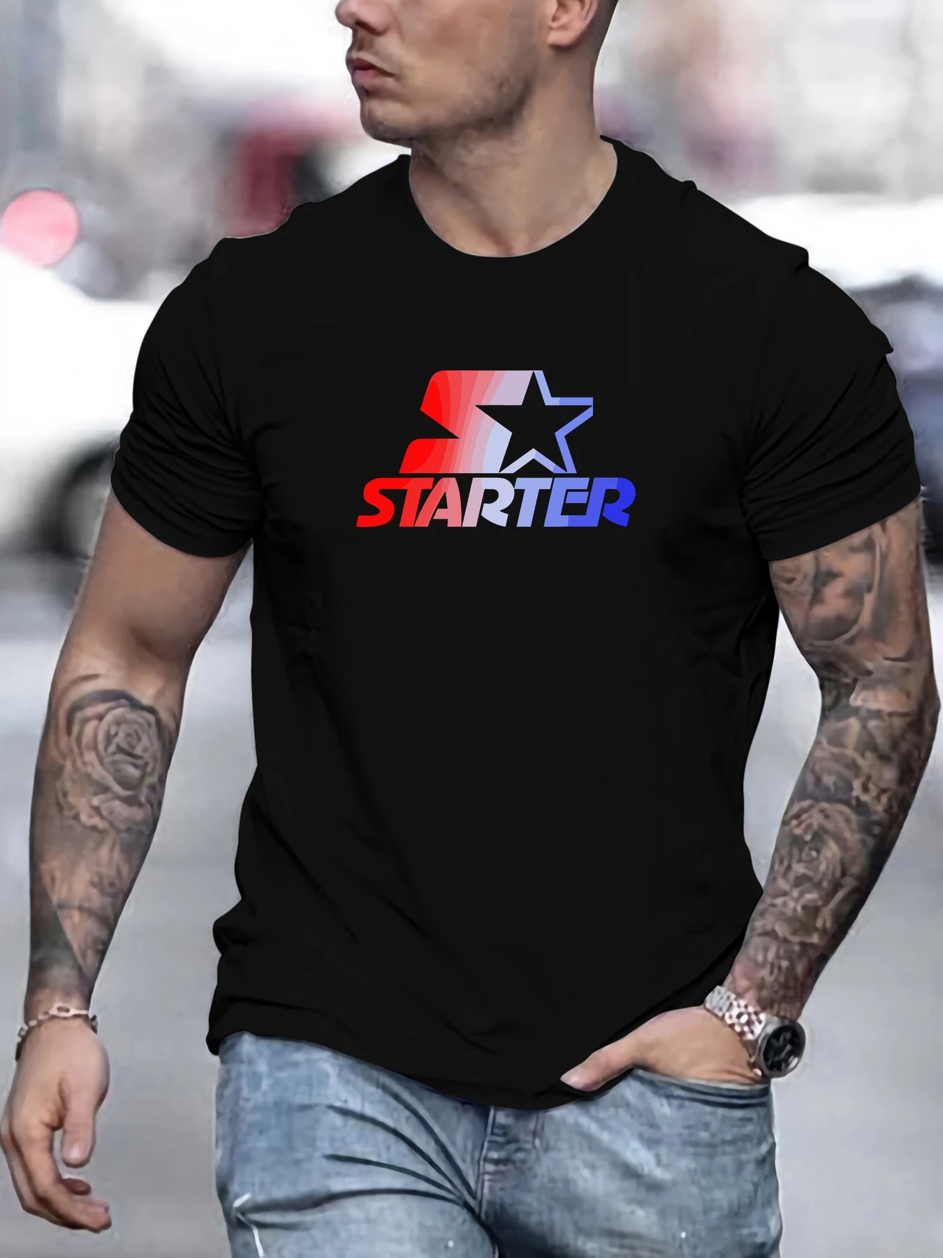 

Men's STARTER Logo Pattern Summer Casual Crew Neck Short T-Shirt