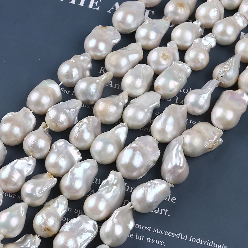 

14-20mm A natural white loose real fireball freshwater huge baroque pearl beads strand