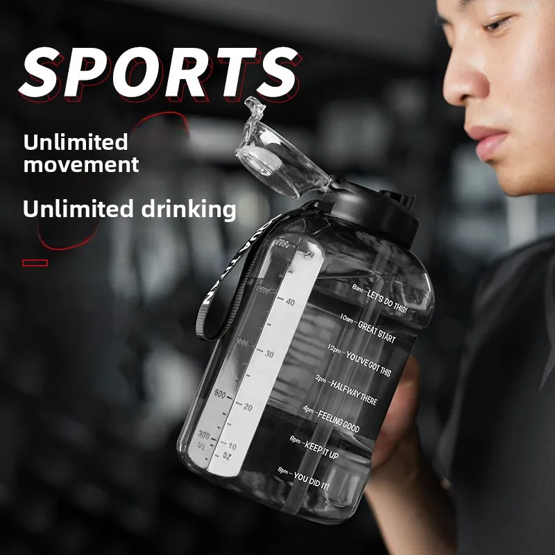 

1.7l(57oz)water Bottle With Time Marker Straw & Chug Lid Bpa Free Half Gallon Gym Water Bottle With Handle - Big Gallon Jug