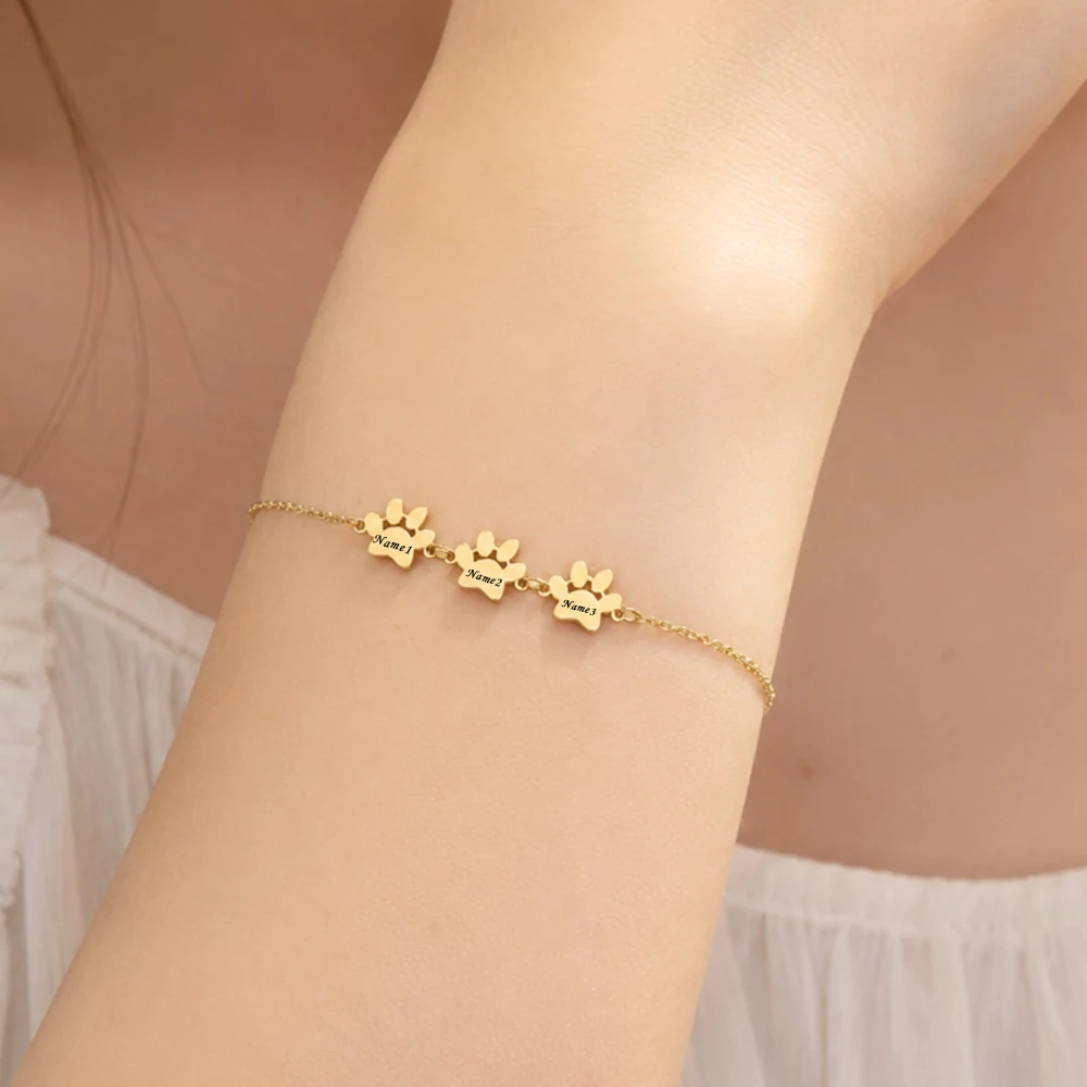 Personalized Paws Name Bracelet, Custom Child Gift