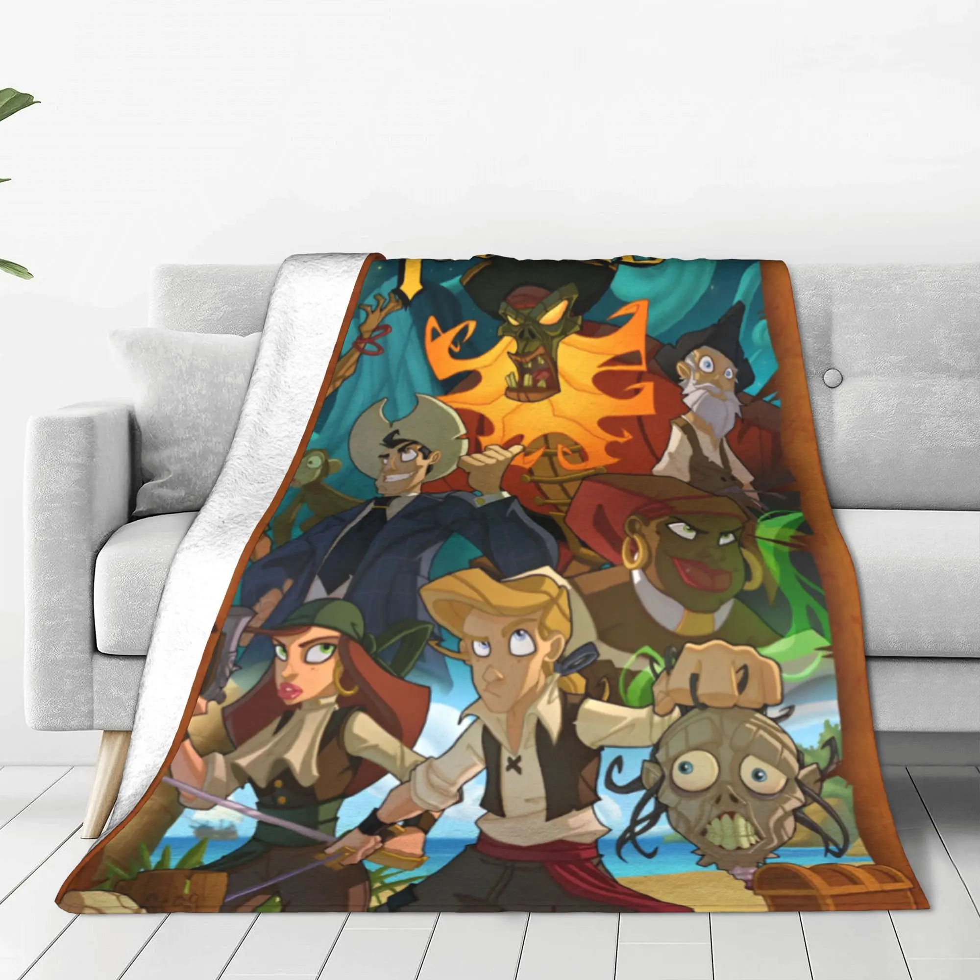 The Secret of Monkey Island Plush Blankets Funny Game Funny Throw Blankets for Sofa Bedding Lounge 200x150cm Quilt Ultra-Soft