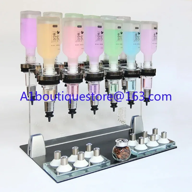 High-end bulk perfume bar, store-wide display rack, mini counter 12 pump head distributor floor rack