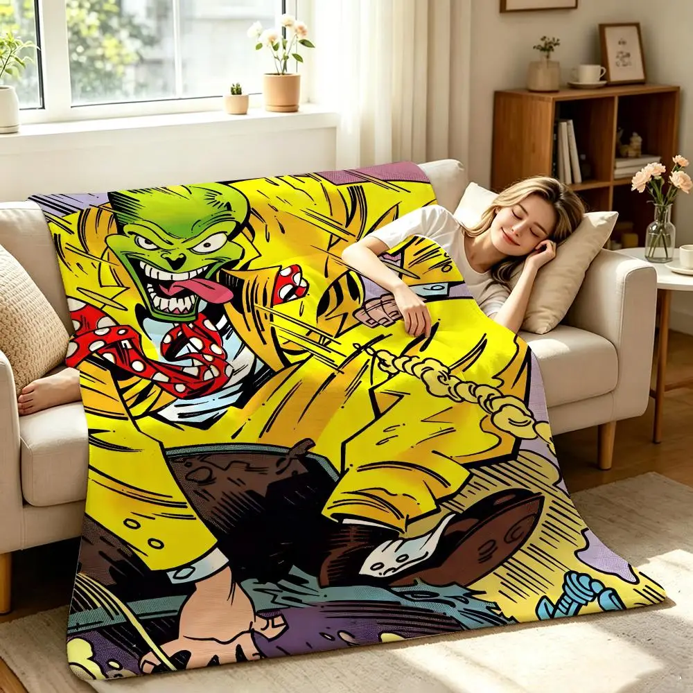 Movie T-The M-Mask Throw Soft Warm Flannel Throw Blanket, Multi-use for Sofa Bed Office Nap
