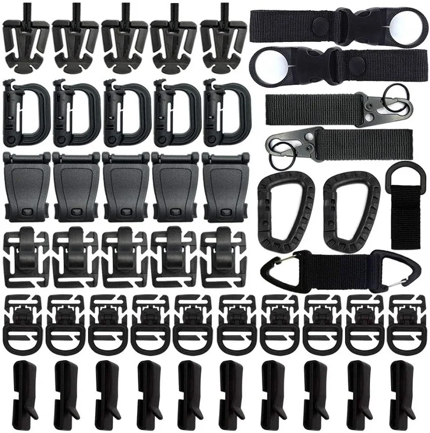 

OPHIDIAN 48PCS Mountaineering Buckle Set Outdoor Activity Backpack Buckle Plastic Mountaineering Buckle Nylon Webbing Buckle