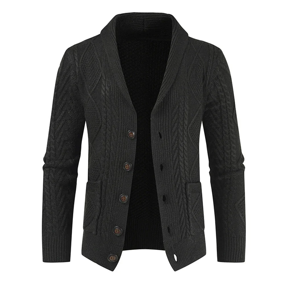 Comodo cappotto Cardigan da uomo alla moda con scollo a V Cardigan con bottoni caldi maglieria lavorata a maglia maglione a maniche lunghe inverno