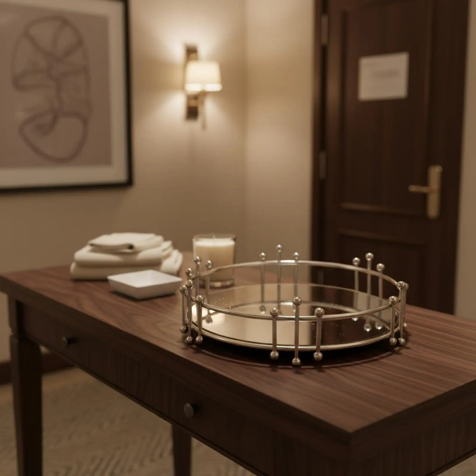 Bandeja de baño metal y espejo – minimalista y espaciosa para dormitorio - imagen 2