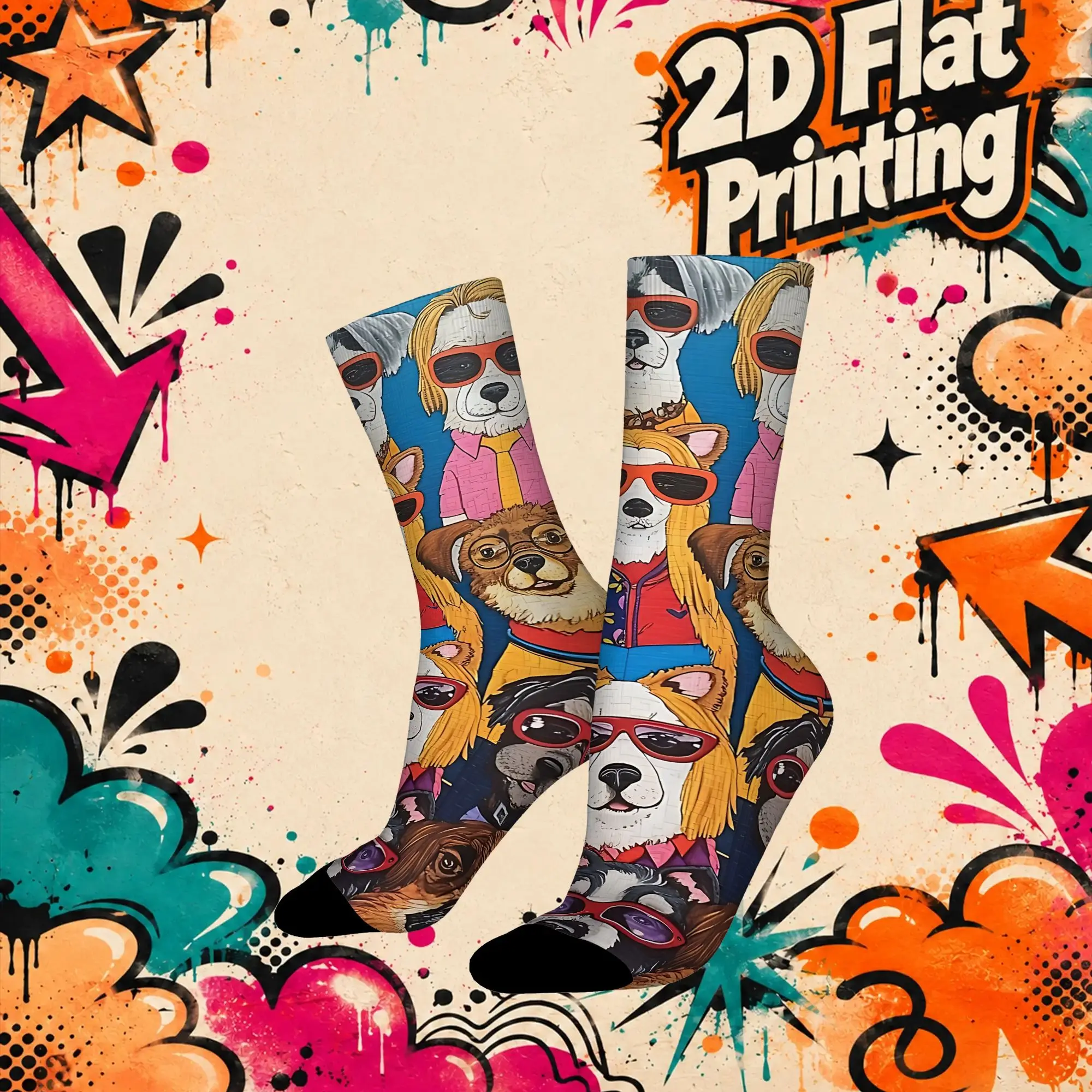 Dog Art Sketch Print 2 Funny Men's compression Socks Unisex items Crew Sock Cycling socks