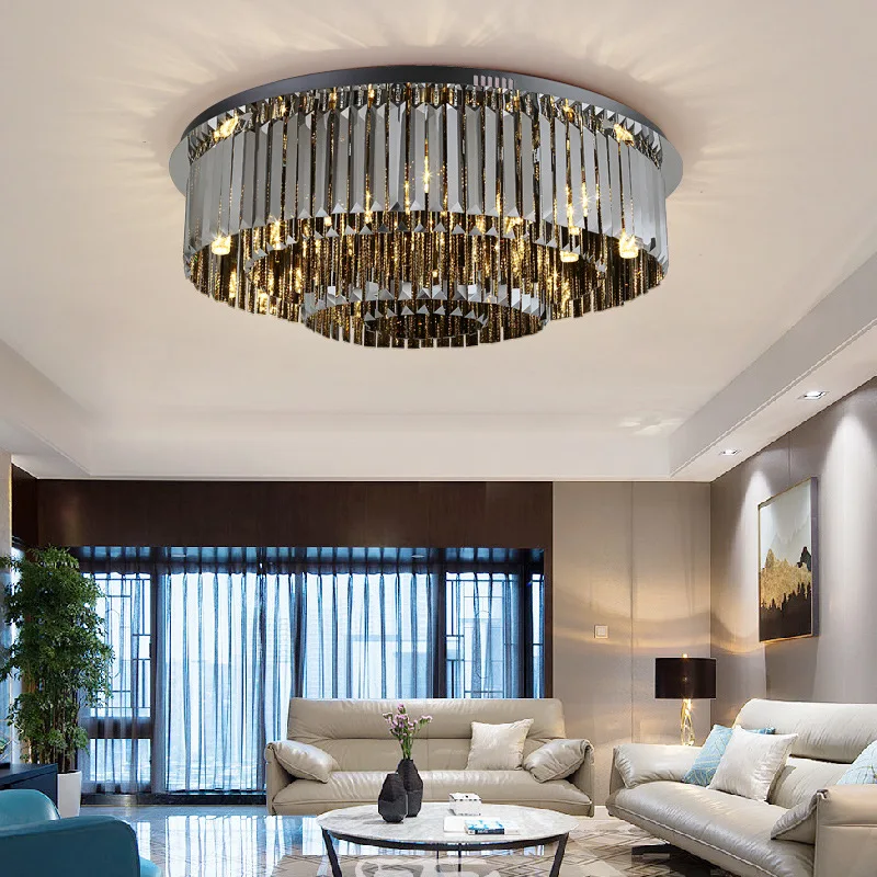 Modern Black Crystal Ceiling Light Luxury Bedroom Lamps Living Room Lustre Home Decor Led Ceiling